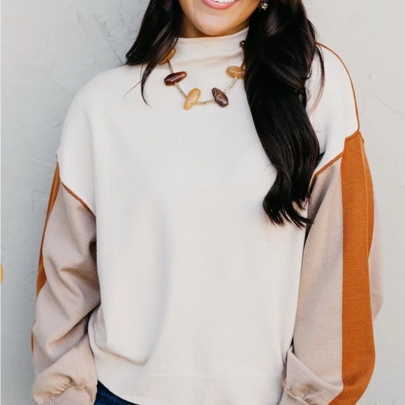 THML- The Rhonda Colorblock Mock Neck Sweater - Picture 3 of 5